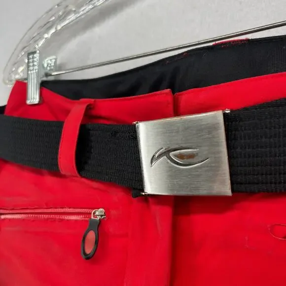 KJUS Snowpants 34 XS Adrenaline Thinsulate Flex Ski Snowboard Belted Red